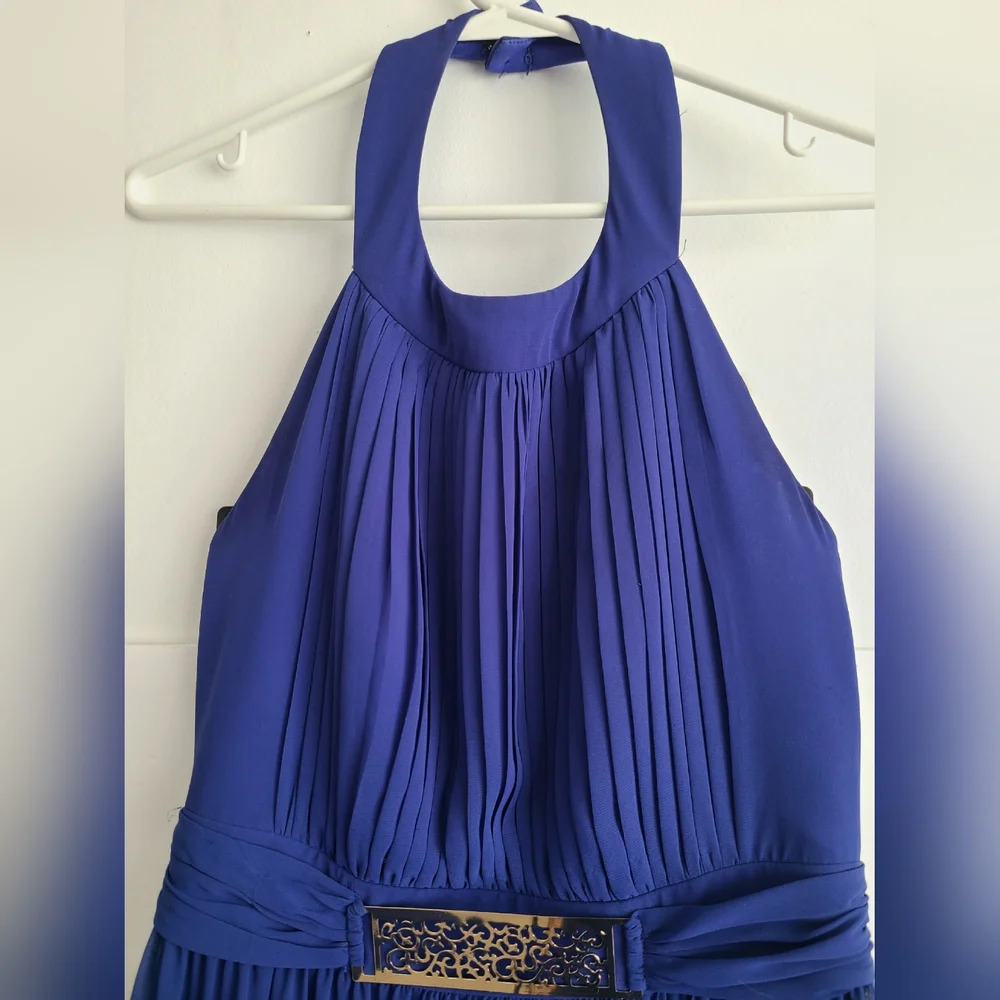 Rimini Couture Woman Size 6 Polyester Waist Accent Long Dress Gown Blue Lined - Picture 3 of 9